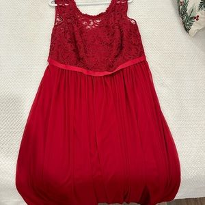David’s Bridal cranberry bridesmaid dress